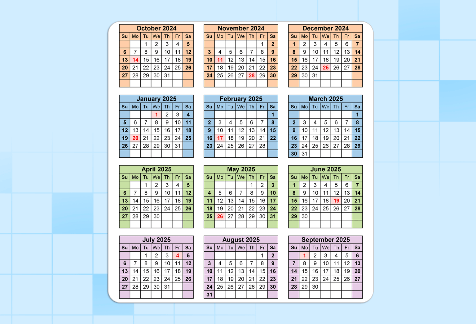 US Tax Calendar for 2025