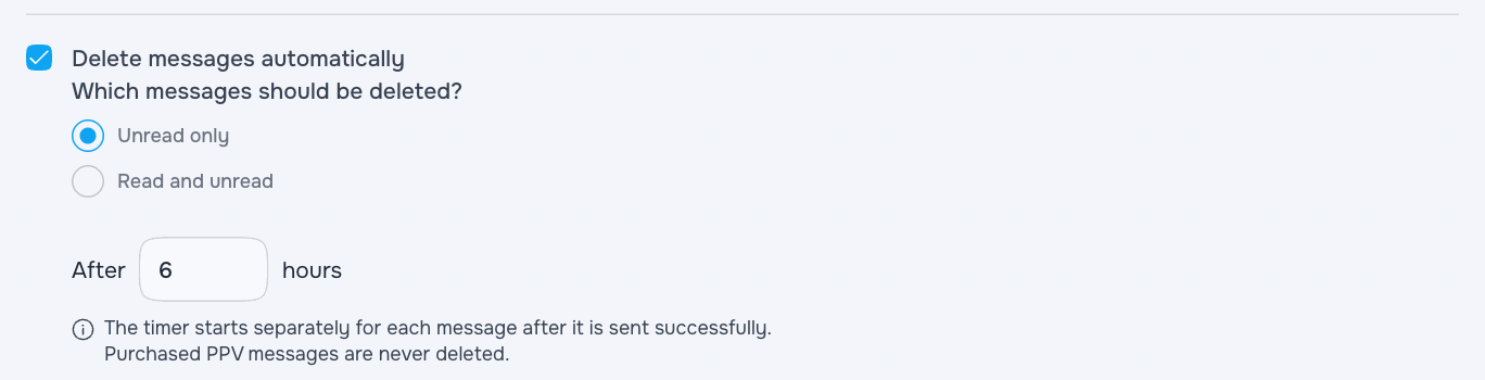 Automatic deletion of unread messages