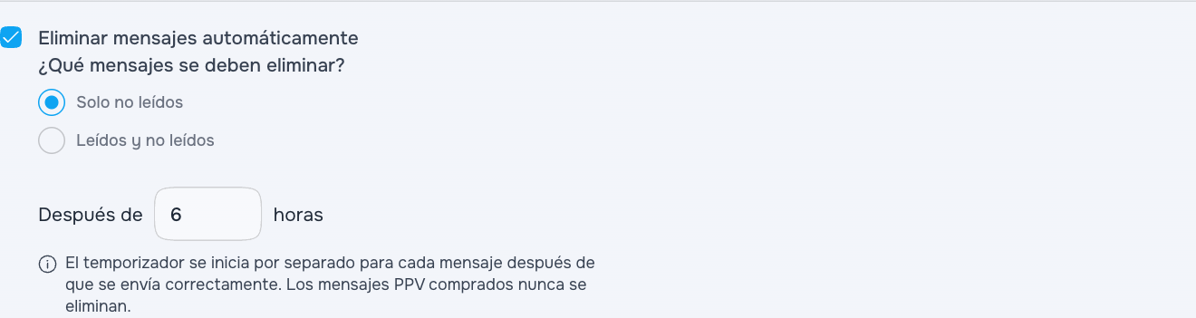 Eliminación automática de mensajes sin leer