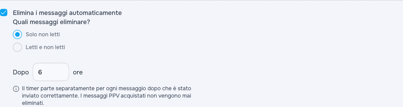 Eliminazione automatica dei messaggi non letti