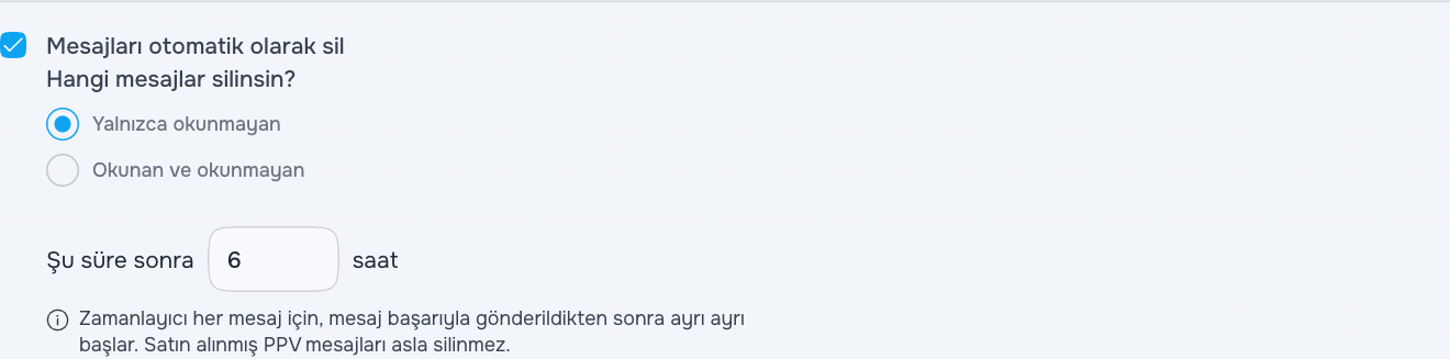 Okunmamış mesajların otomatik silinmesi
