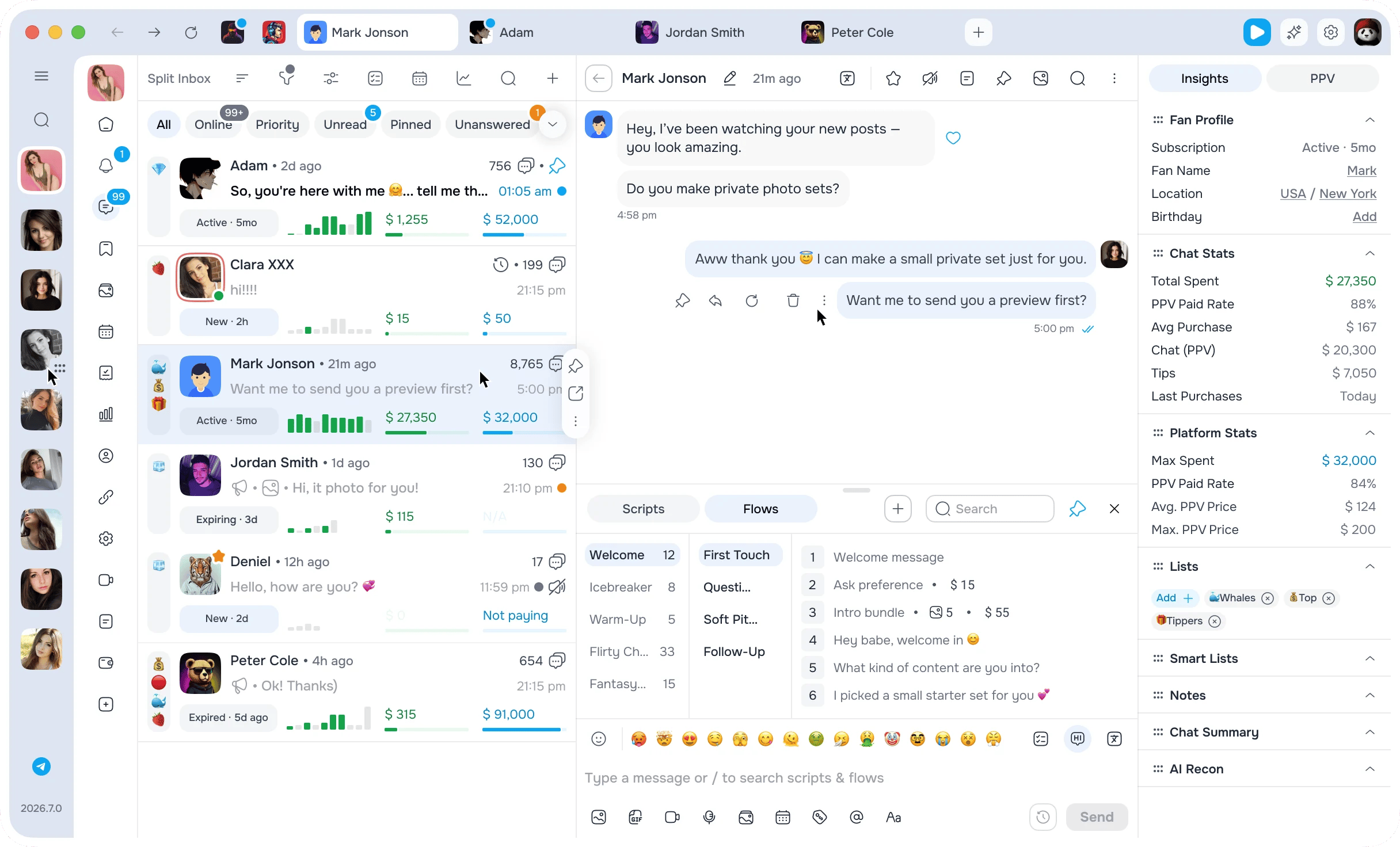 AgencyKey CRM for OnlyFans agencies — chats, fan analytics and team management