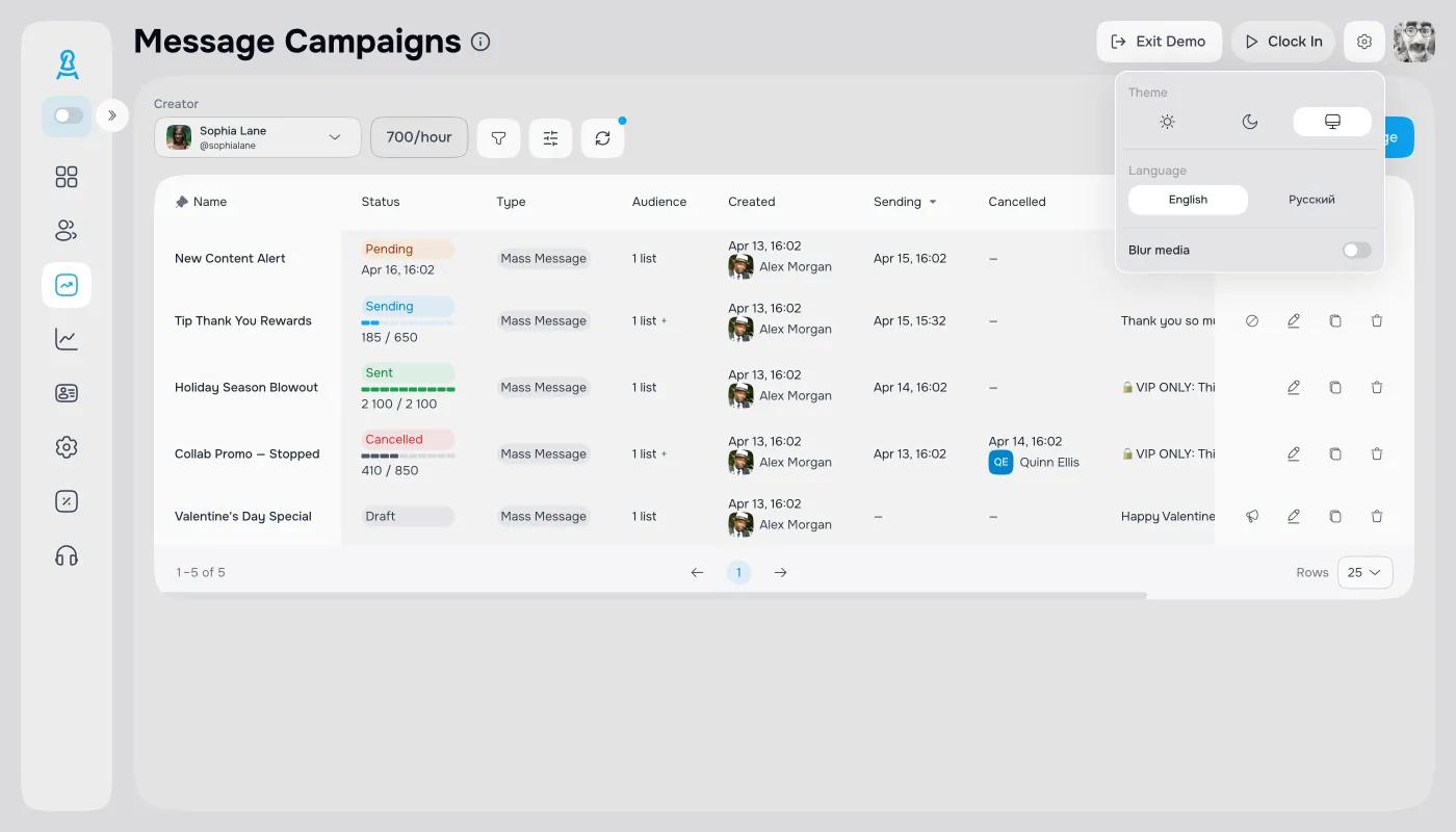 OnlyFans mass messages broadcasting with smart-list targeting